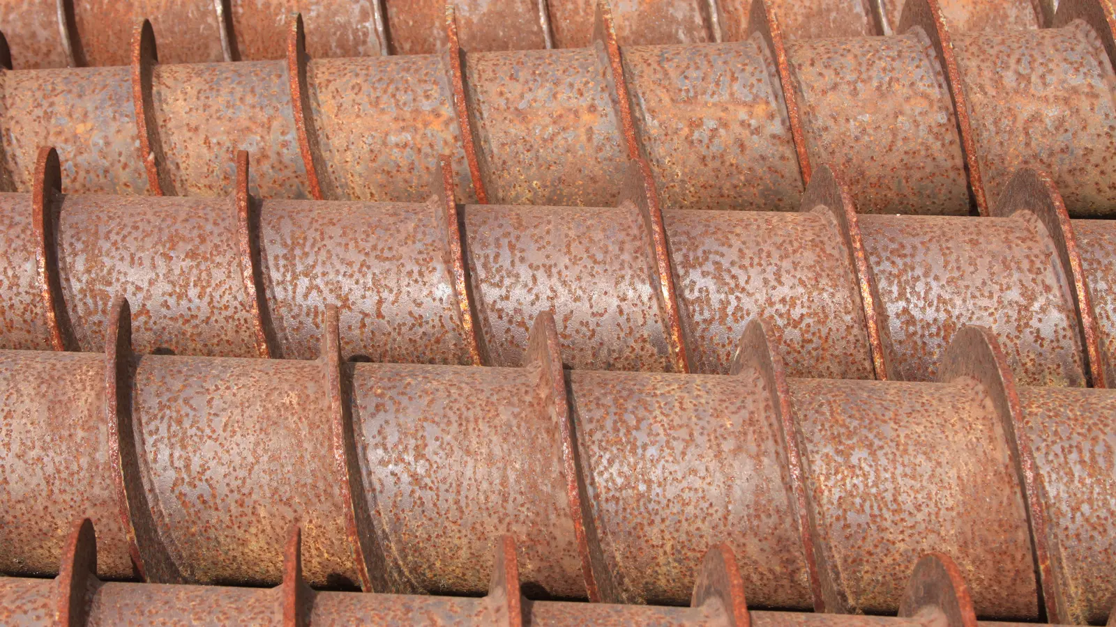 Auger flights used to drill for soil samples