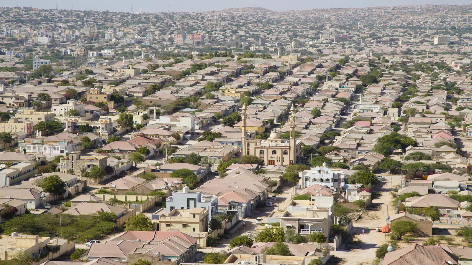 Hargeisa's rooftops and unpaved streets stretching to the horizon