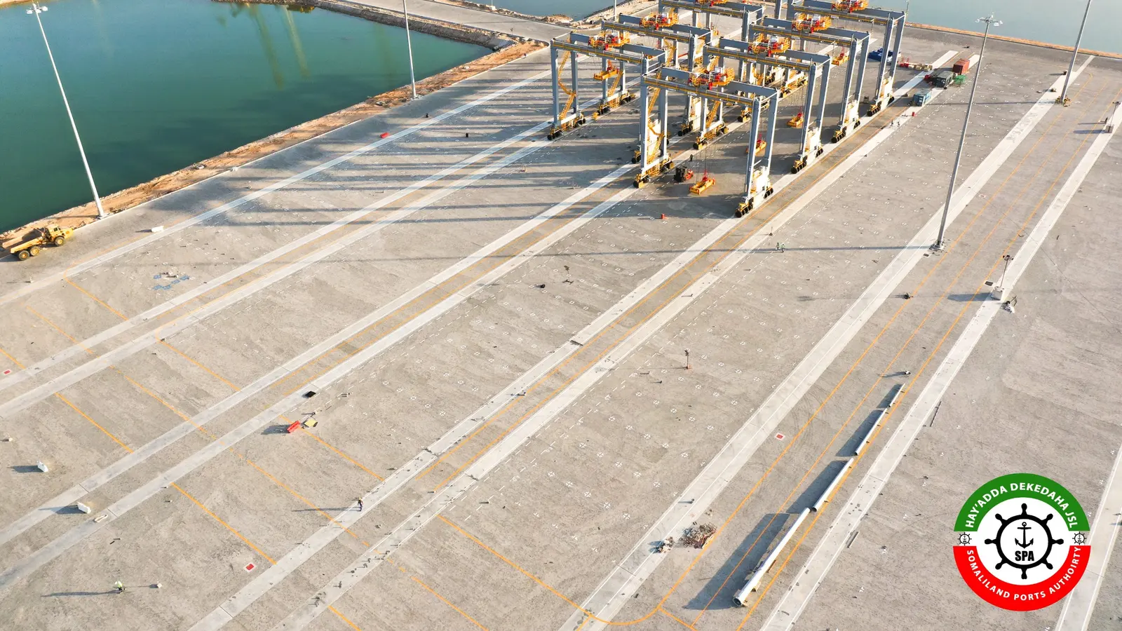 Rubber-tyred gantry cranes on the new container yard at Berbera port, January 2021