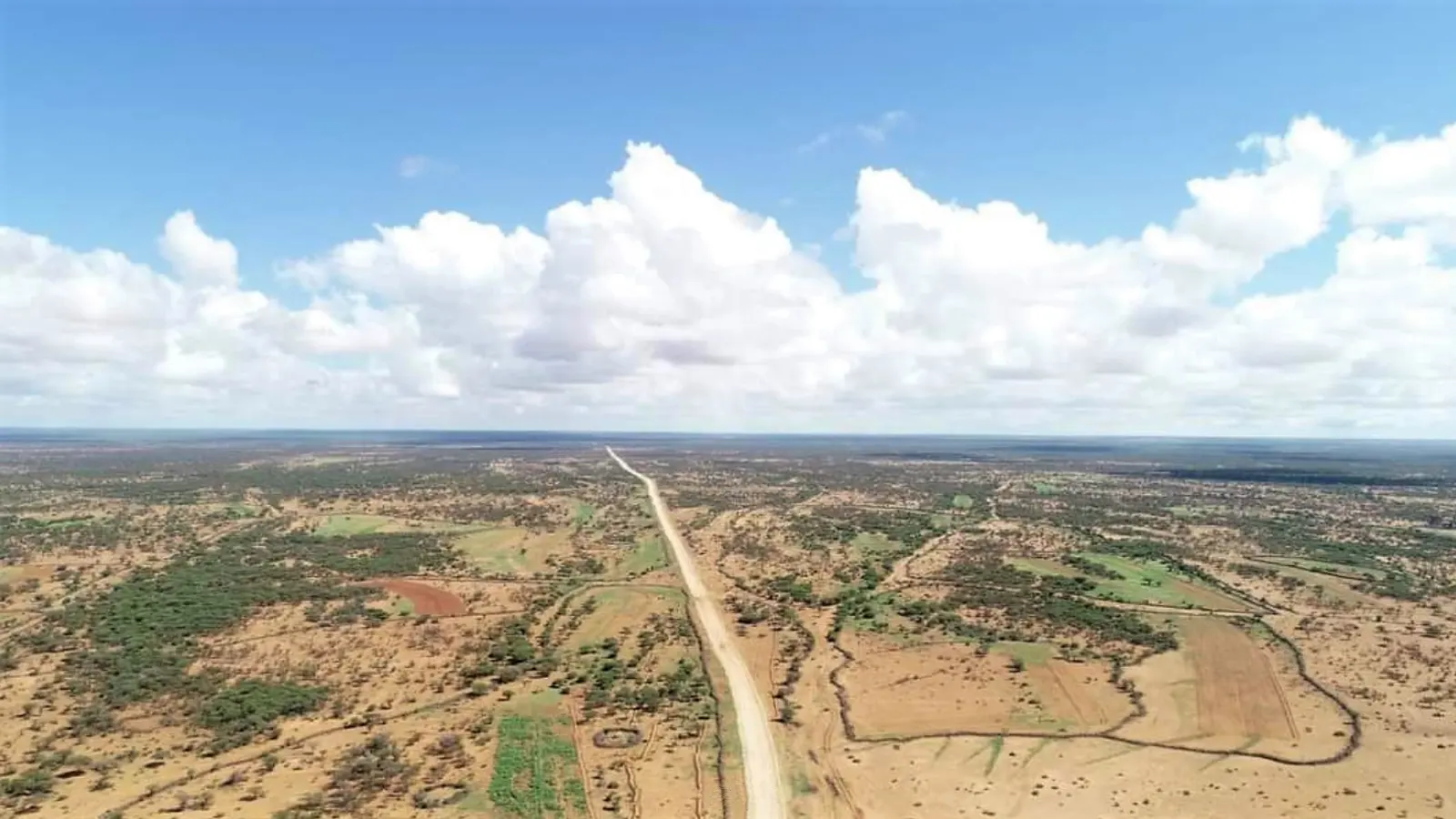 The road from Hargeisa towards Baligubadle crossing open country, seen from a hill